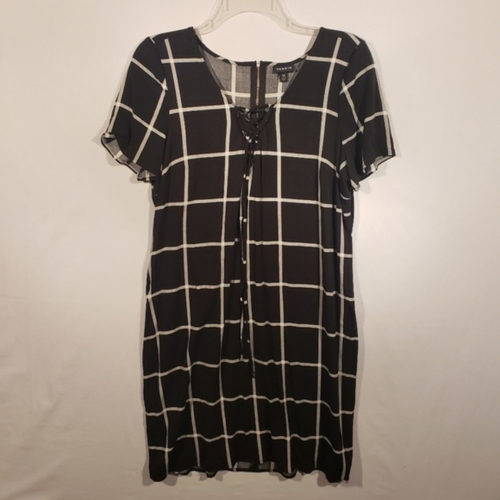 Torrid black windowpane casual dress size 10